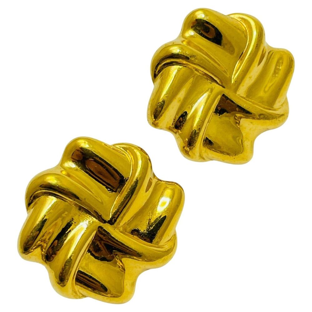 Vintage NAPIER signed gold tone designer clip on earrings